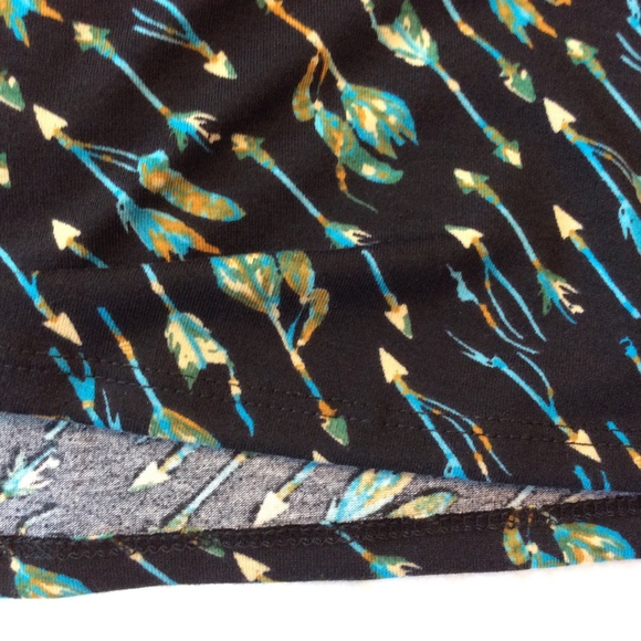 LuLaRoe Julia Dress XXS Black Turquoise Blue Arrow - Picture 4 of 7